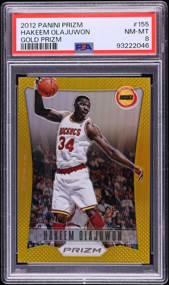 2012 Panini Prizm Gold Hakeem Olajuwon /10 #155 PSA 8 NM-MT