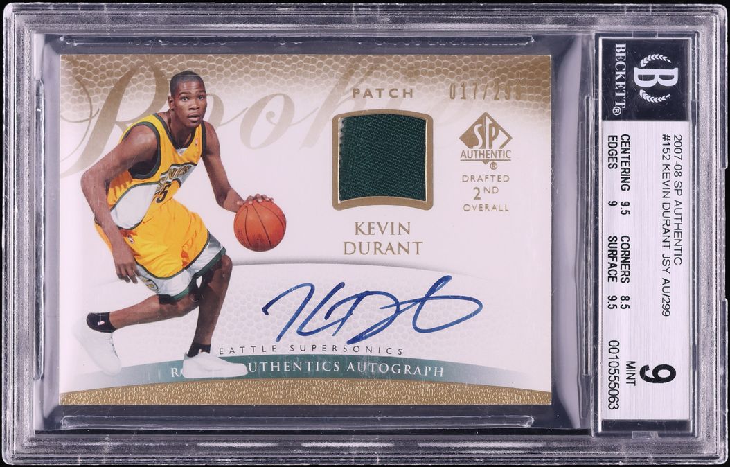 2007 SP Authentic Kevin Durant ROOKIE PATCH AUTO /299 #152 BGS 9 MINT