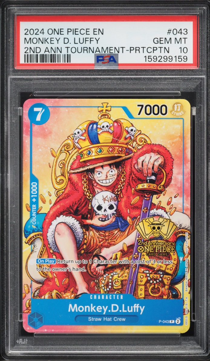 2024 One Piece Promo 2nd Anniversary Tournament Participation Monkey D. Luffy #P-043 PSA 10 GEM