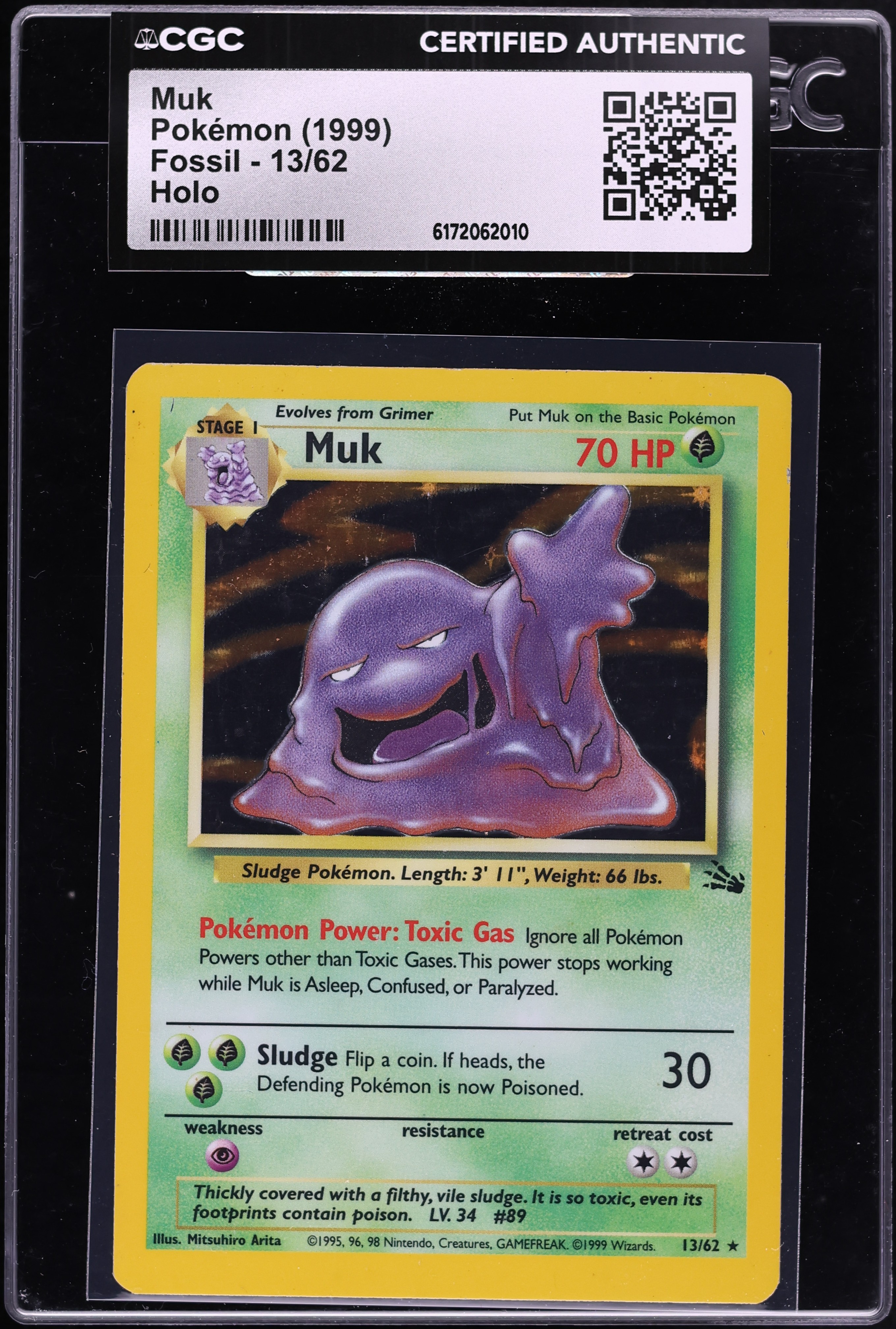 1999 Pokemon Fossil Holo Muk #13 CGC AUTH