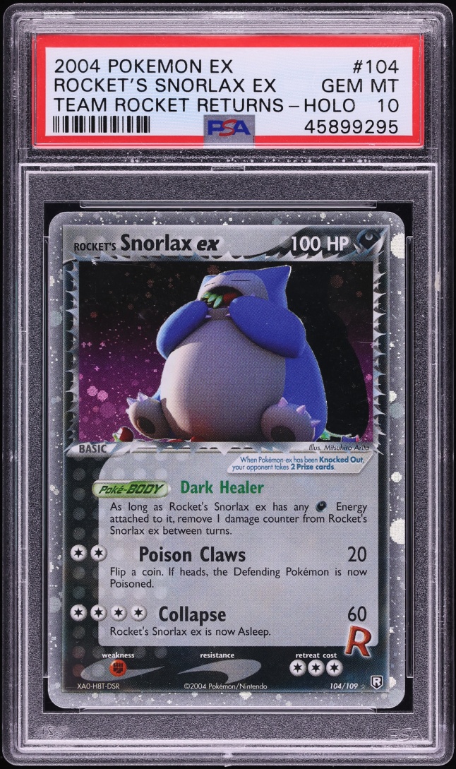 2004 Pokemon EX Team Rocket Returns Holo Rocket's Snorlax Ex #104 PSA 10 GEM MINT