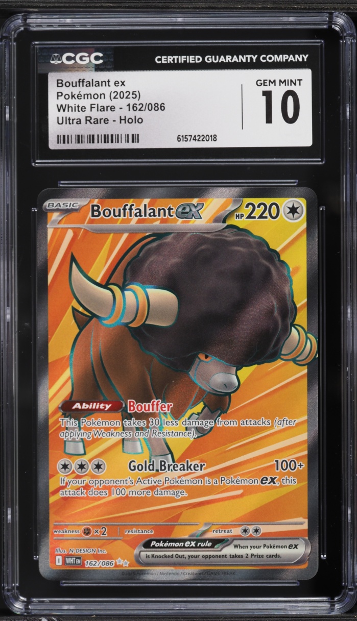 2025 Pokemon Scarlet & Violet White Flare Full Art Bouffalant ex #162 CGC 10 GEM MINT