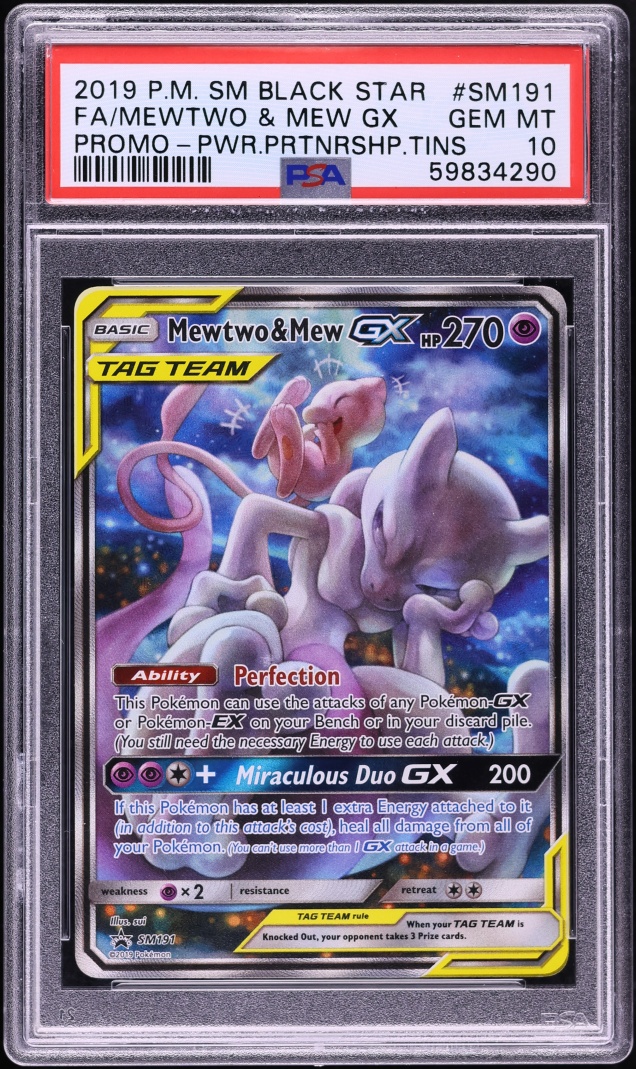 2019 Pokemon Sun & Moon Promo Power Partnership Tins Mewtwo & Mew Gx #SM191 PSA 10 GEM MINT