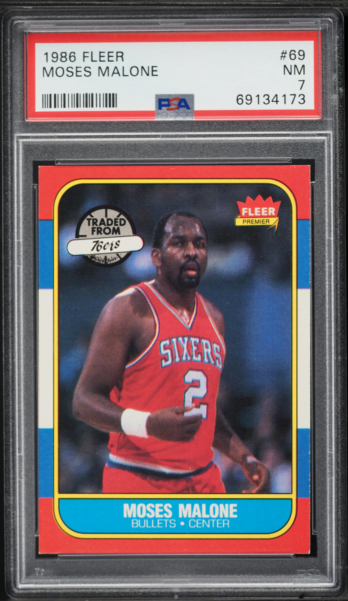 1986 Fleer Basketball Moses Malone #69 PSA 7 NRMT