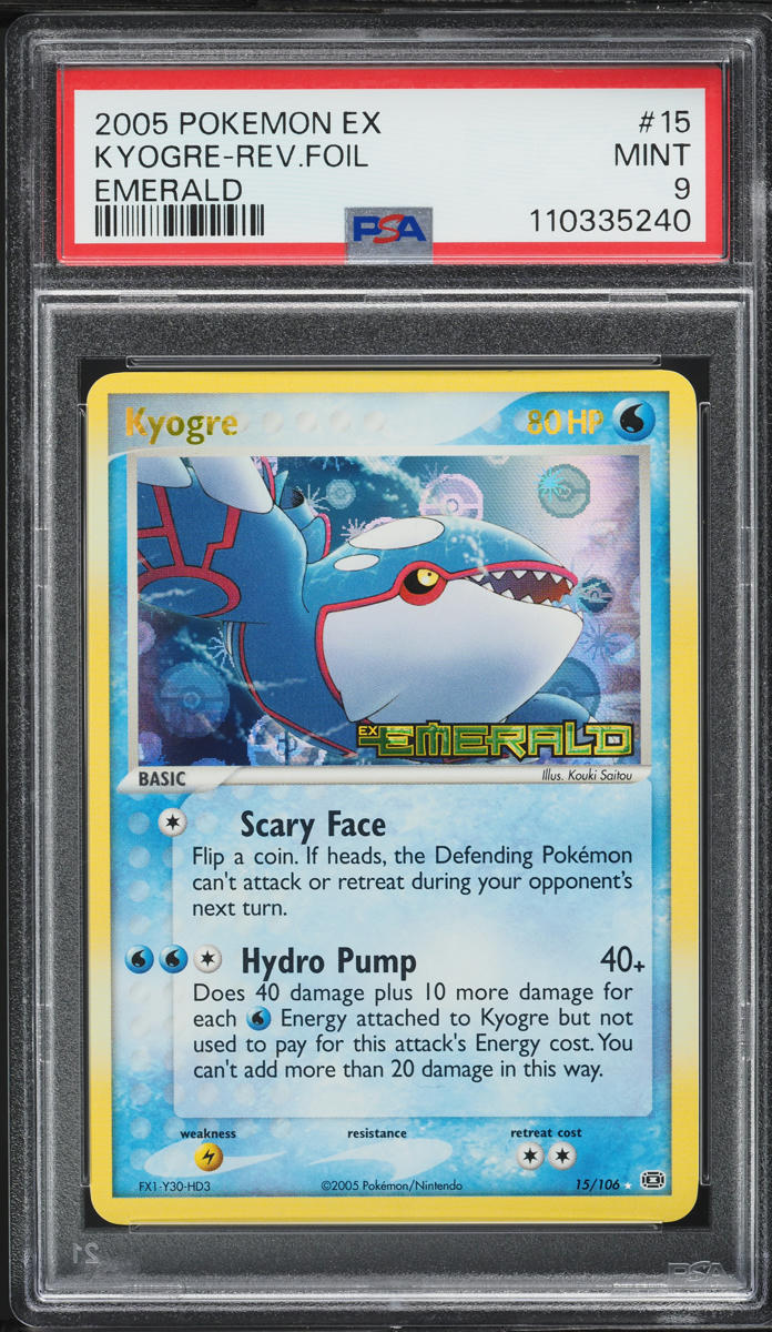 2005 Pokemon EX Emerald Reverse Holo Kyogre #15 PSA 9 MINT on Fanatics ...