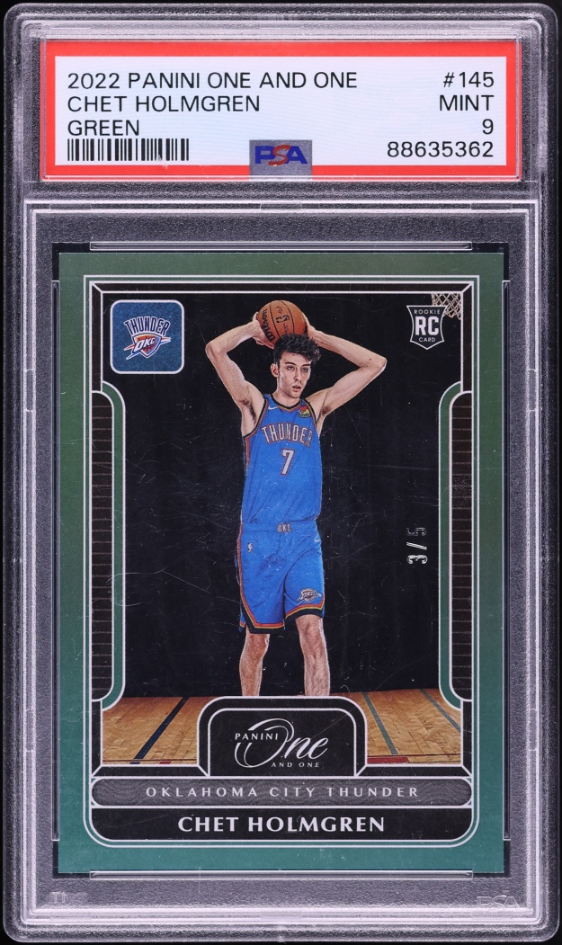 2022 Panini One And One Green Chet Holmgren ROOKIE /5 #145 PSA 9 MINT