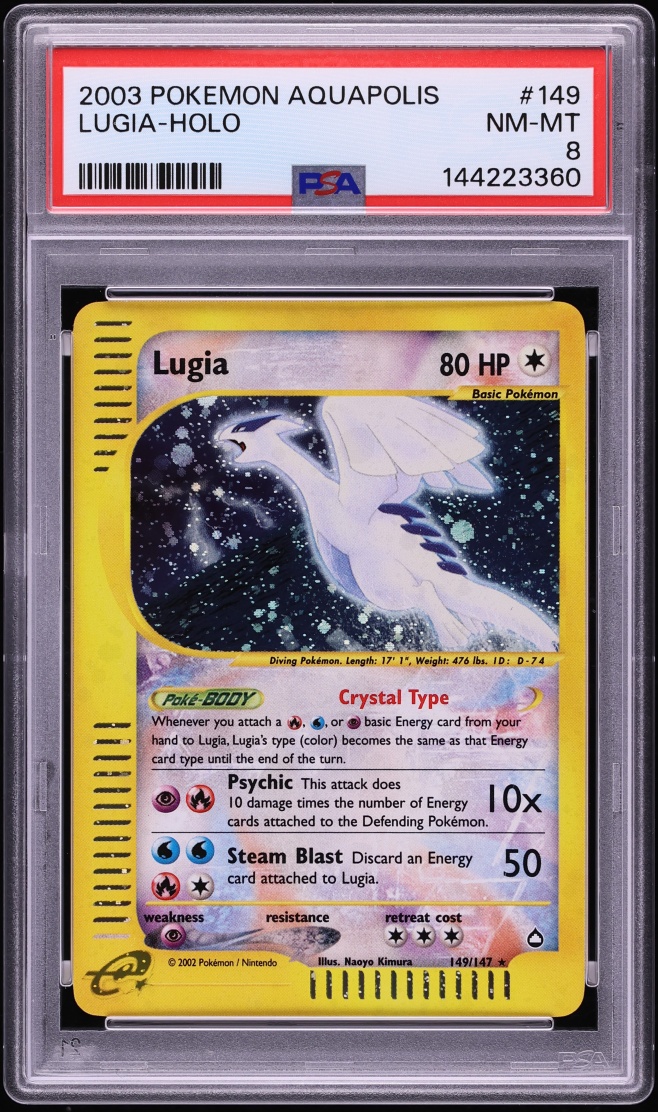 2003 Pokemon Aquapolis Holo Crystal Lugia #149 PSA 8 NM-MT