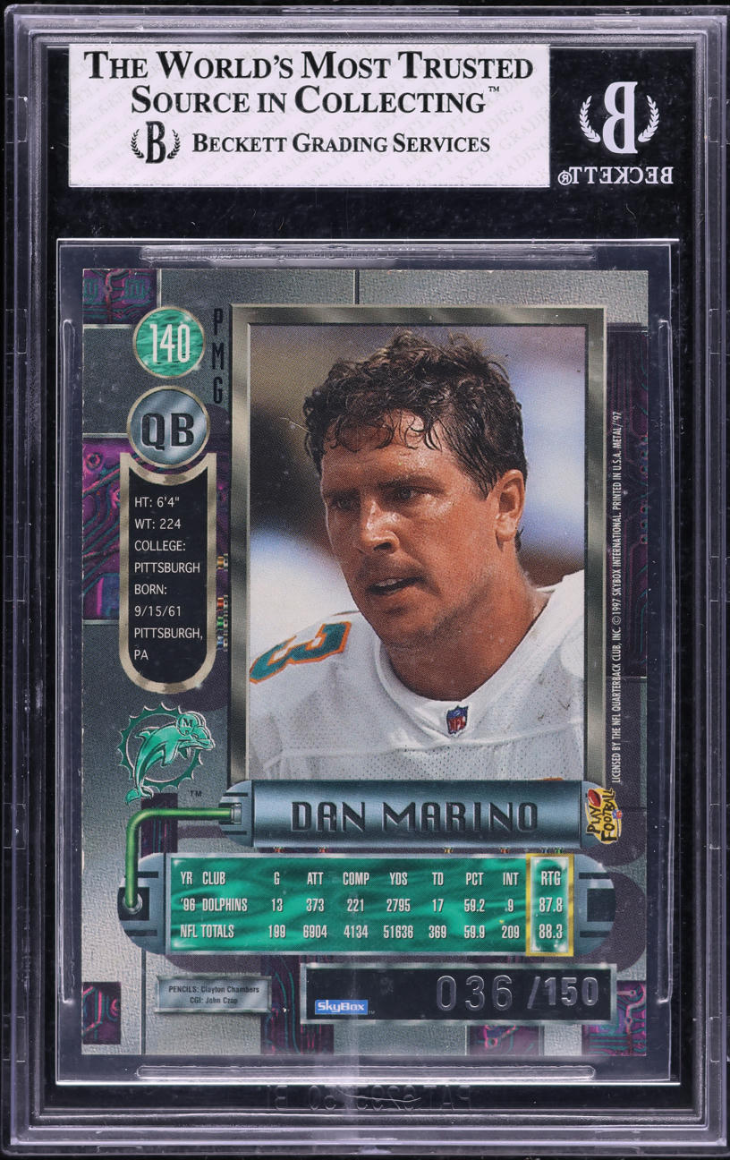 1997 Metal Universe Precious Metal Gems PMG Red Dan Marino /100 BGS 8 NM-MT