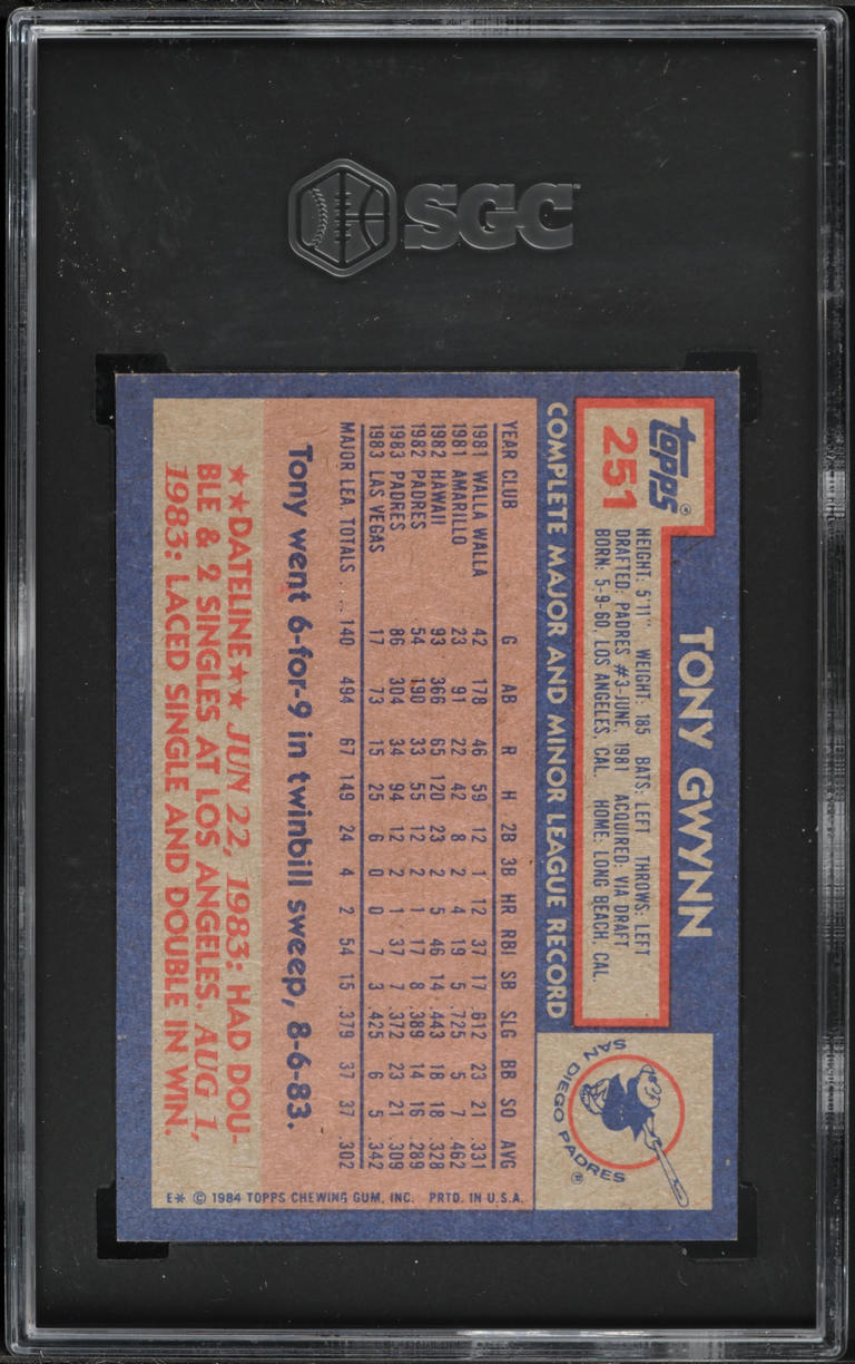 1984 Topps Tony Gwynn #251 SGC 4 VGEX