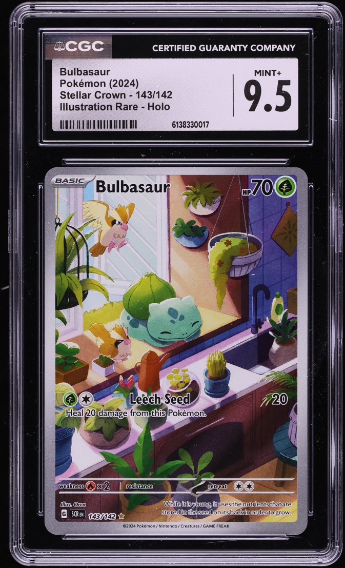2024 Pokemon Scarlet & Violet Stellar Crown IR Bulbasaur #143 CGC 9.5 MINT+