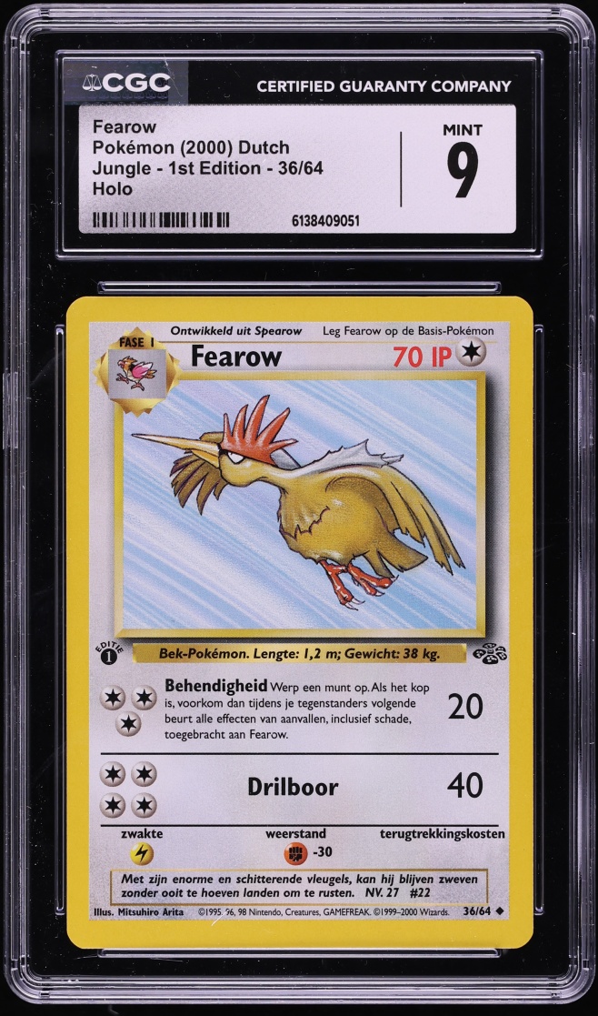 2000 Pokemon Jungle 1st Edition Holo Fearow #36 CGC 9 MINT