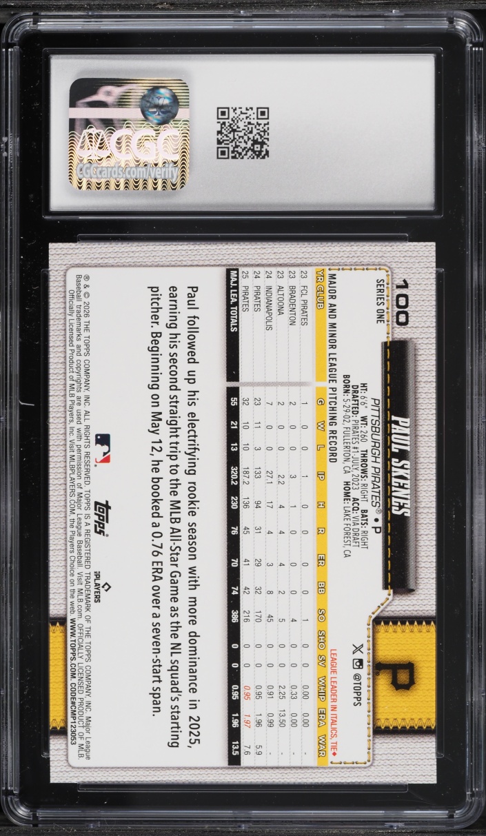 2026 Topps Paul Skenes #100 CGC 9.5 MINT+