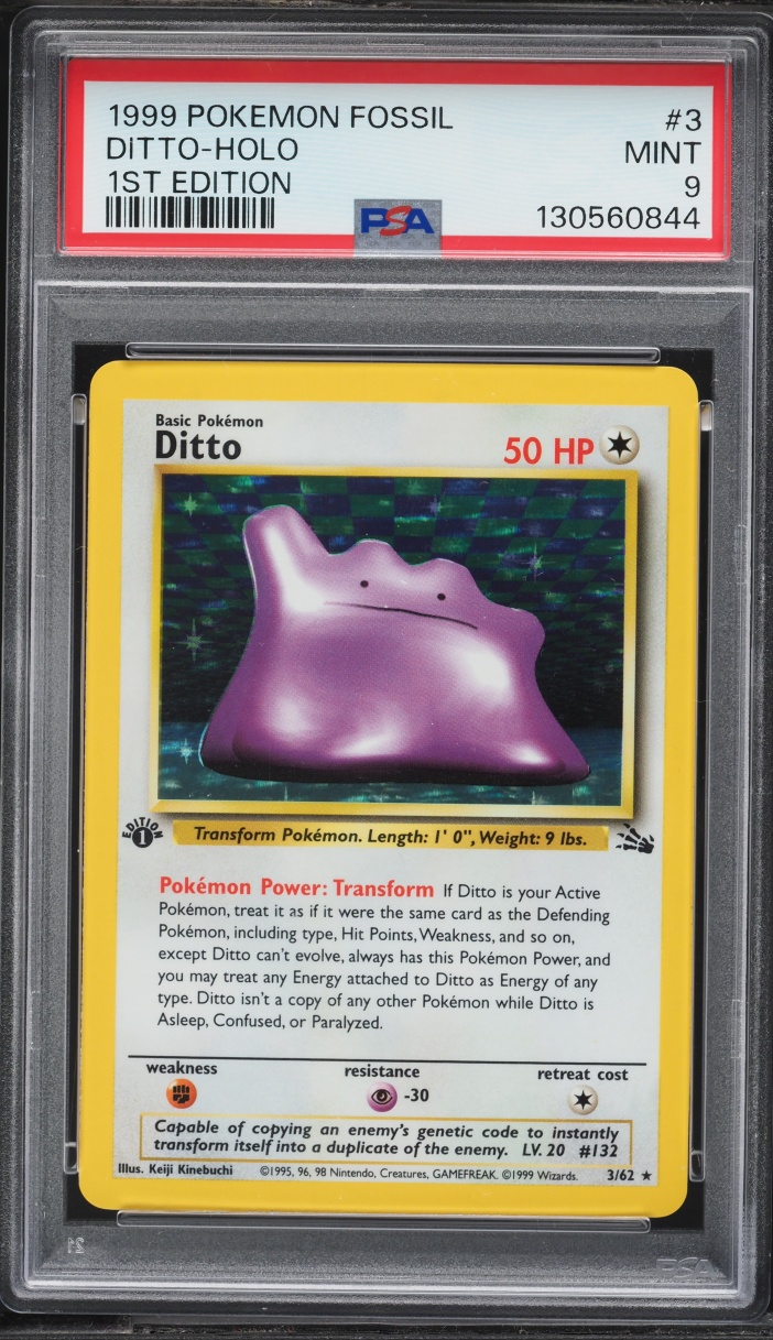1999 Pokemon Fossil 1st Edition Holo Ditto #3 PSA 9 MINT