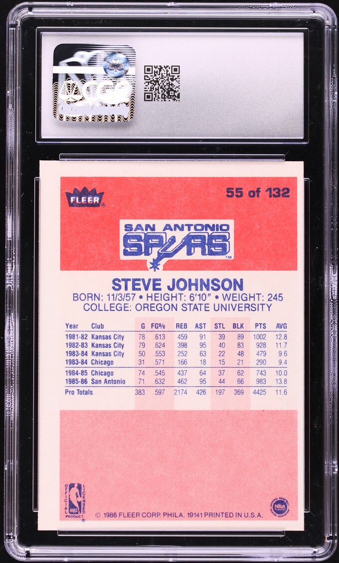 1986 Fleer Basketball Steve Johnson #55 CGC 5 EX