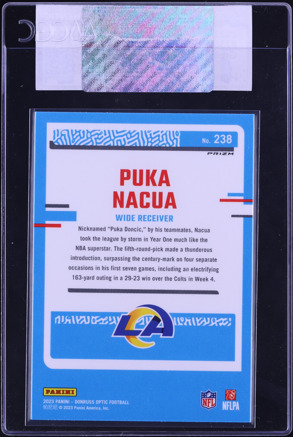 2023 Donruss Optic Green Velocity Prizm Puka Nacua ROOKIE #238 CGC AUTH