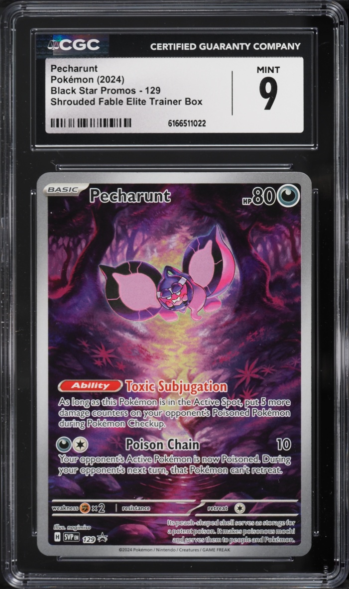 2024 Pokemon Scarlet & Violet Promo Shrouded Fable ETB Full Art Pecharunt #129 CGC 9 MINT