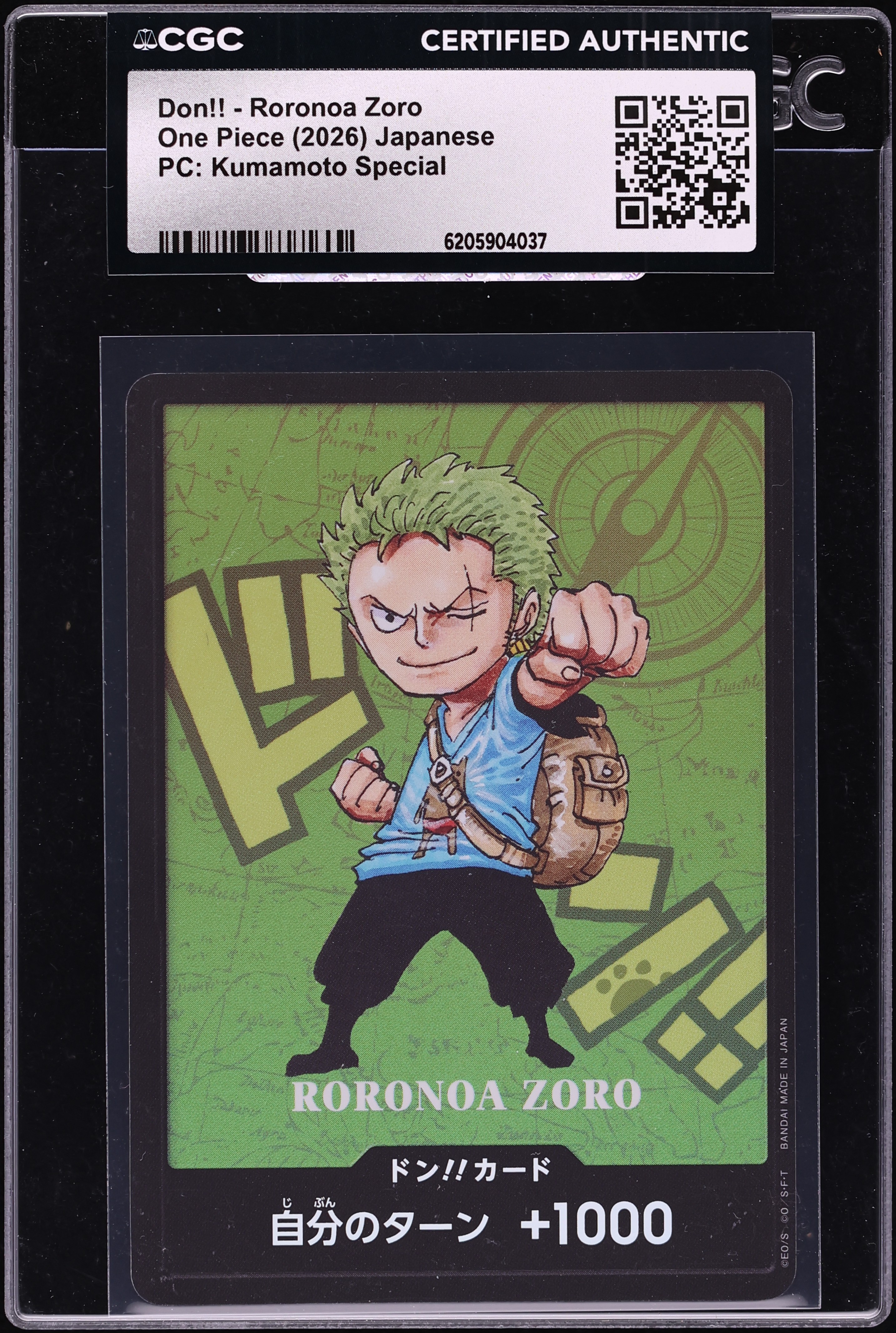 2026 One Piece Japanese Premium Collection Kumamoto Special Don!! Roronoa Zoro CGC AUTH
