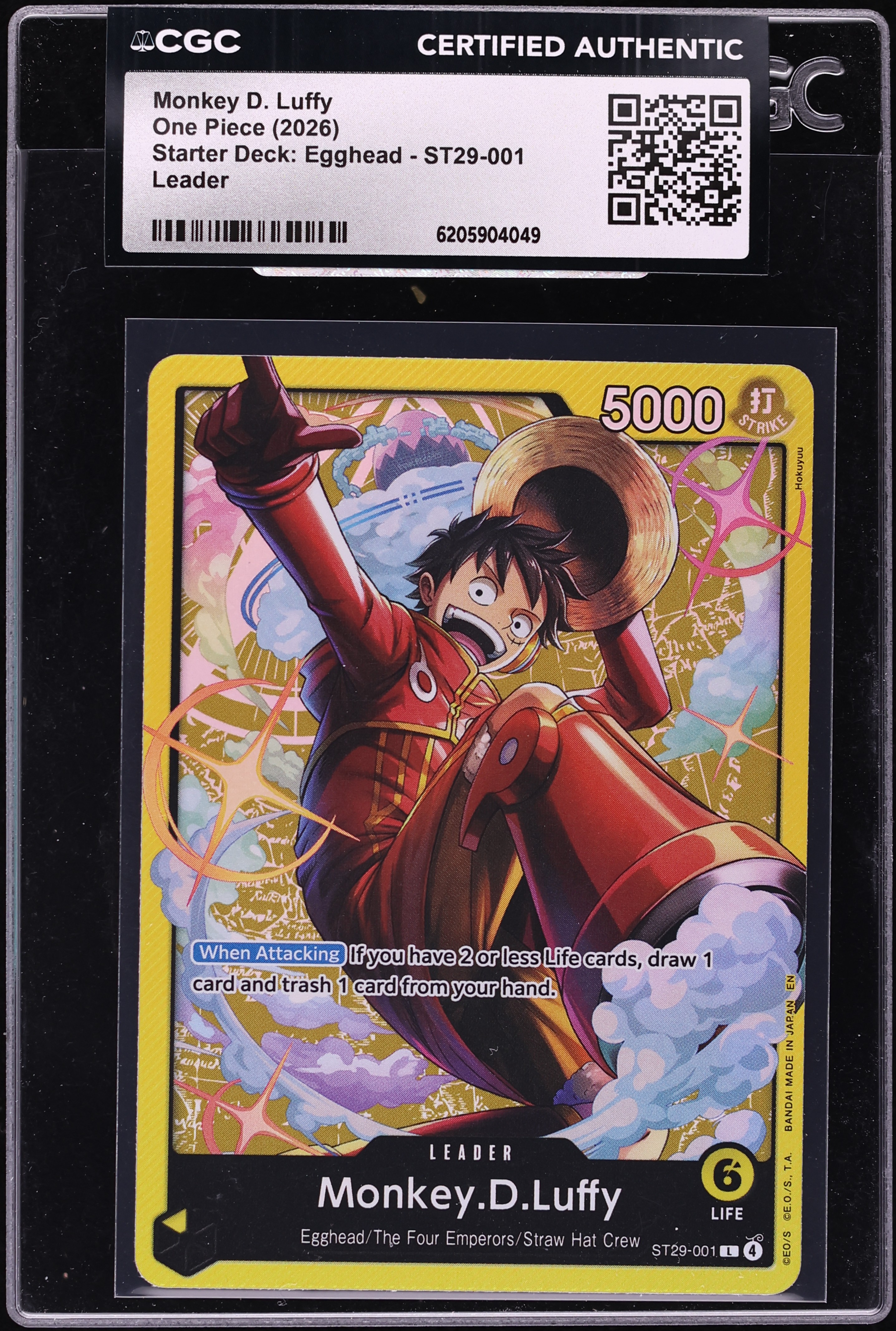 2026 One Piece Starter Deck Egghead Leader Monkey D. Luffy #ST29-001 CGC AUTH