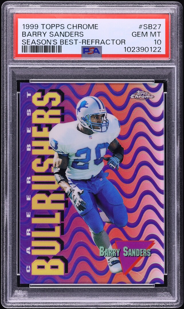 1999 Topps Chrome Season's Best Refractor Barry Sanders #SB27 PSA 10 GEM MINT - Photo 1