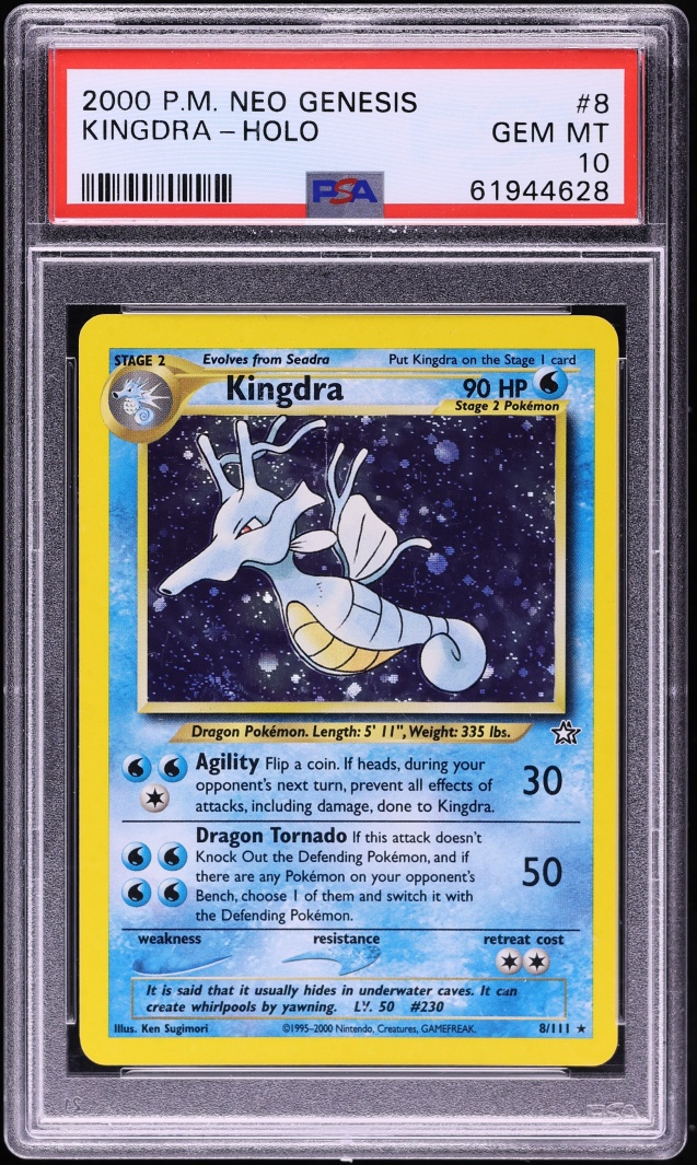 2000 Pokemon Neo Genesis Holo Kingdra #8 PSA 10 GEM MINT