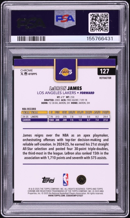 2025 Topps Chrome Refractor LeBron James #127 PSA 10 GEM MINT