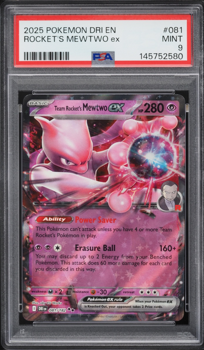2025 Pokemon Scarlet & Violet Destined Rivals Holo Team Rocket's Mewtwo EX #81 PSA 9 MINT
