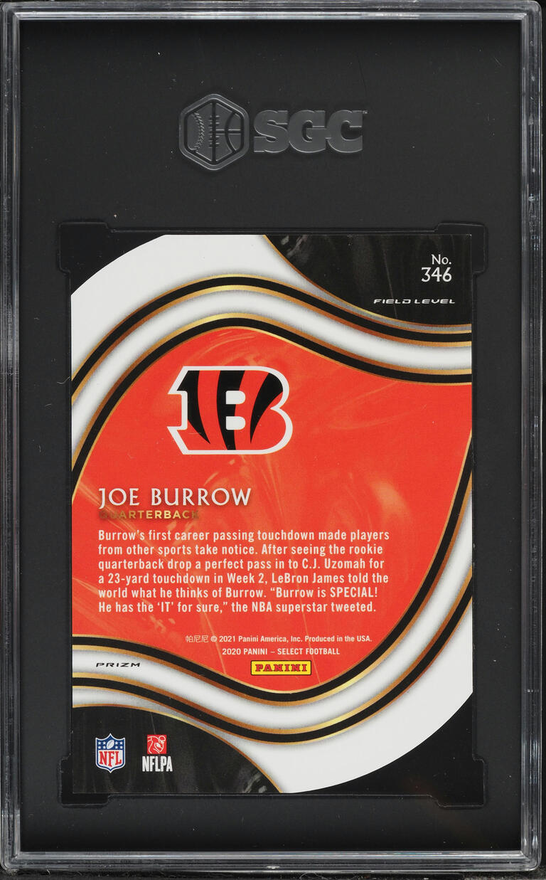 2020 Select Field Level Maroon Prizm Die-Cut Joe Burrow ROOKIE #346 SGC 10 GEM MINT