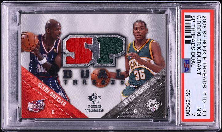 2008 SP Rookie Threads Dual Clyde Drexler Kevin Durant GAME-USED