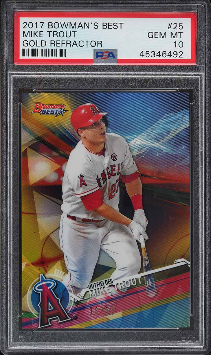 2017 Bowman's Best Gold Refractor Mike Trout /50 #25 PSA 10 GEM MINT