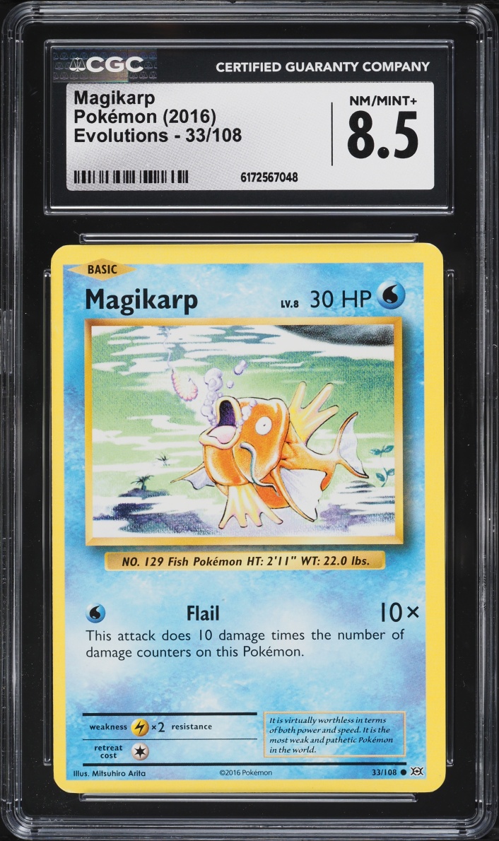 2016 Pokemon XY Evolutions Magikarp #33 CGC 8.5 NM-MT+