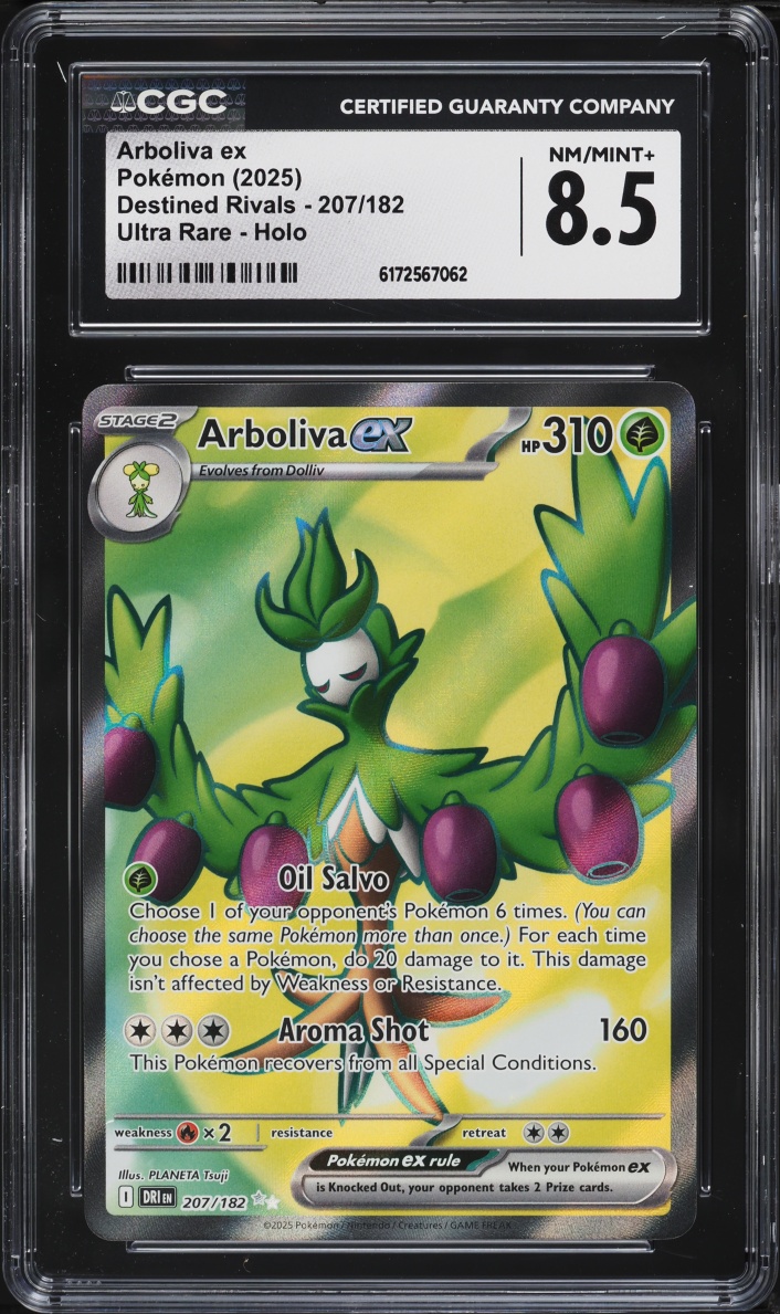 2025 Pokemon Scarlet & Violet Destined Rivals Full Art Arboliva ex #207 CGC 8.5 NM-MT+