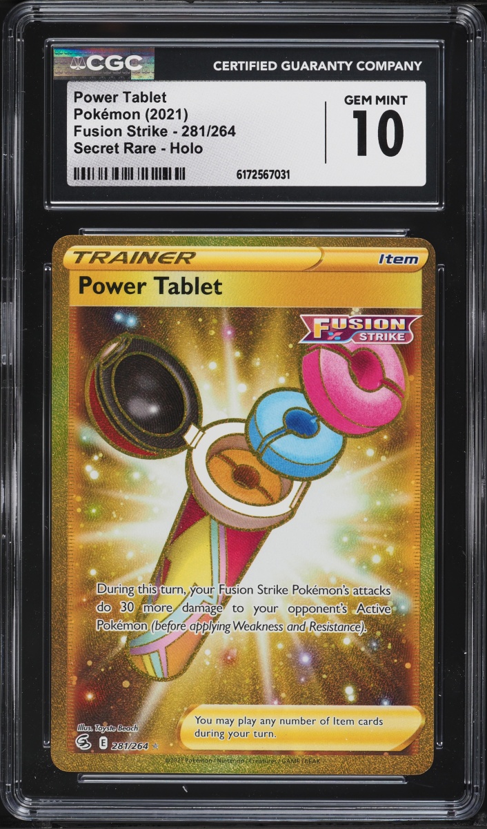 2021 Pokemon Sword & Shield Fusion Strike Gold Rare Power Tablet #281 CGC 10 GEM MINT