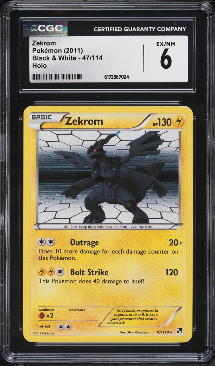 2011 Pokemon Black & White Holo Zekrom #47 CGC 6 EXMT