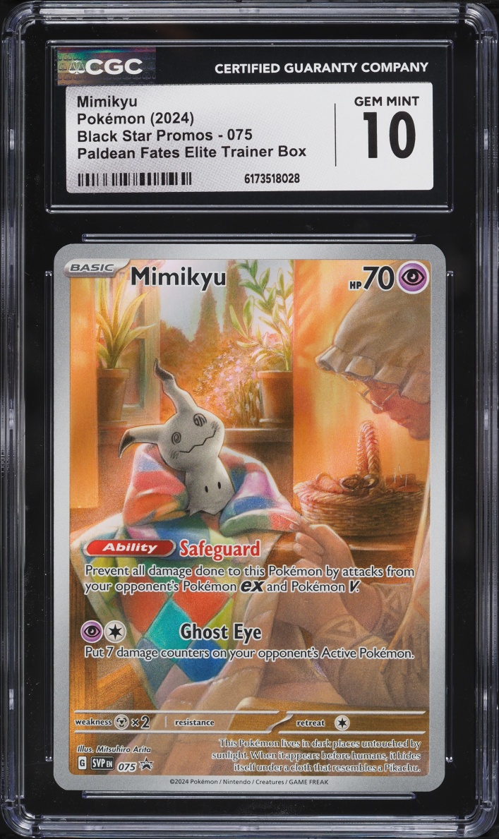 2024 Pokemon Scarlet & Violet Promo Paldean Fates ETB Full Art Mimikyu #75 CGC 10 GEM MINT