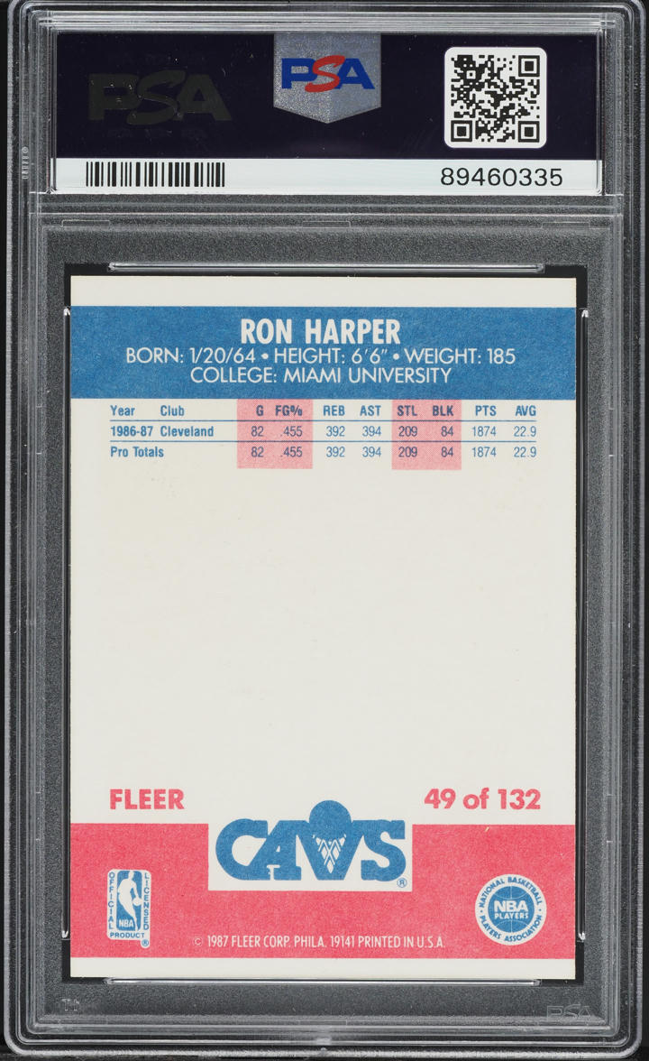 1987 Fleer Basketball Ron Harper ROOKIE #49 PSA 9 MINT