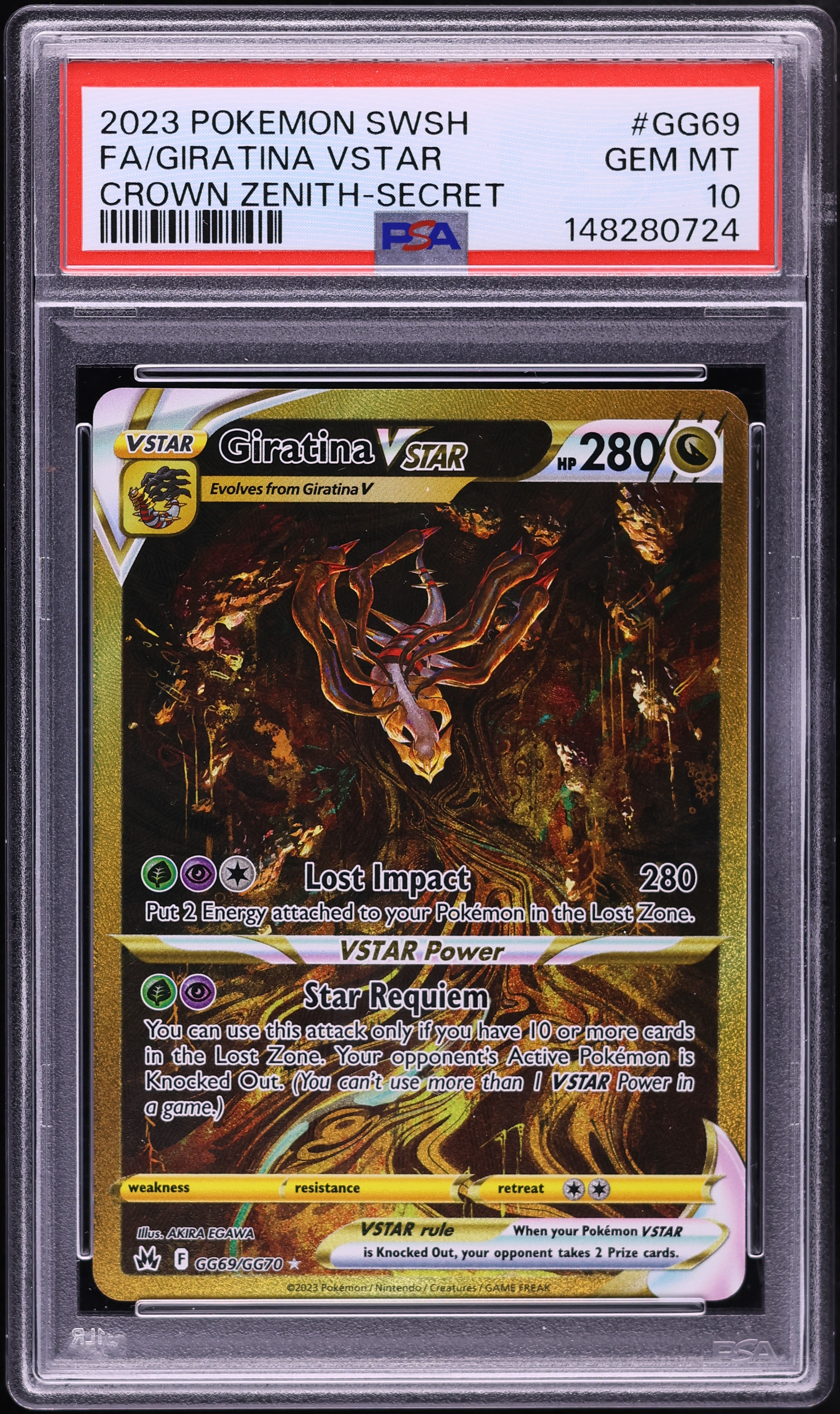 2023 Pokemon Sword & Shield Crown Zenith Gold Rare Giratina VSTAR #GG69 PSA 10 GEM MINT