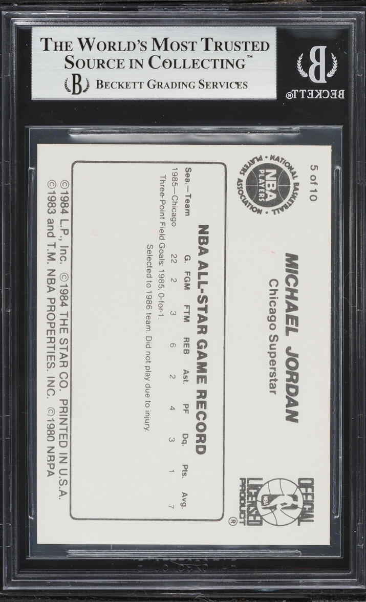 1986 Star Basketball Michael Jordan ROOKIE #5 BGS 8.5 NM-MT+