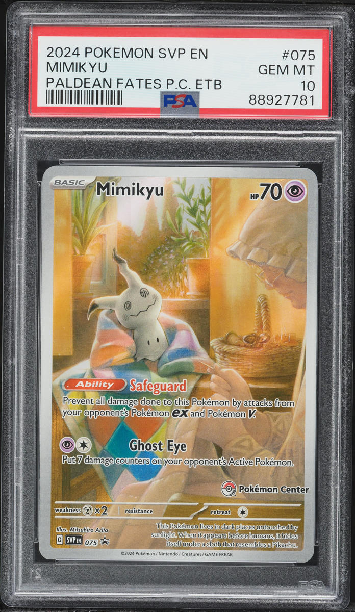 2024 Pokemon Scarlet & Violet Promo Paldean Fates Center ETB Mimikyu #75 PSA 10 GEM MINT