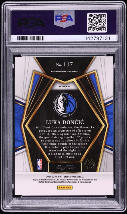 2021 Select Premier Level Black White Gold Prizm Luka Doncic 1/1 #117 PSA 6 EXMT - Photo 2