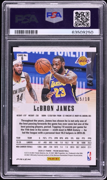 2020 Panini Prizm Flashback Gold LeBron James /10 #6 PSA 10 GEM MINT - Photo 2