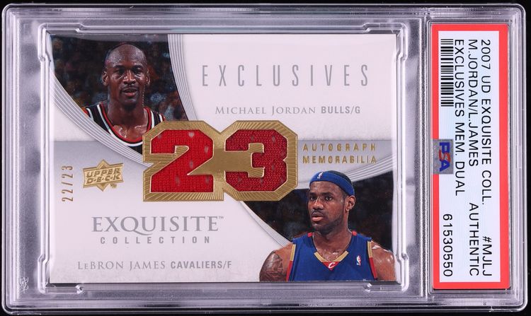 2007 Exquisite Collection Exclusives Dual Michael Jordan LeBron James PATCH /23 PSA AUTH - Photo 1