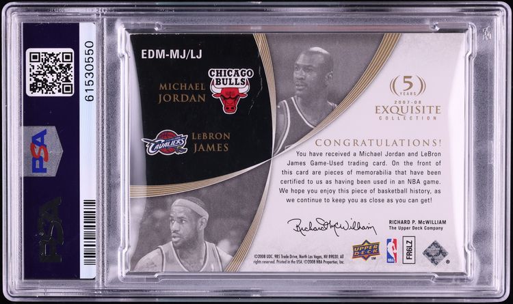2007 Exquisite Collection Exclusives Dual Michael Jordan LeBron James PATCH /23 PSA AUTH - Photo 2