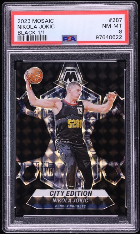 2023 Panini Mosaic Black Nikola Jokic 1/1 #287 PSA 8 NM-MT - Photo 1