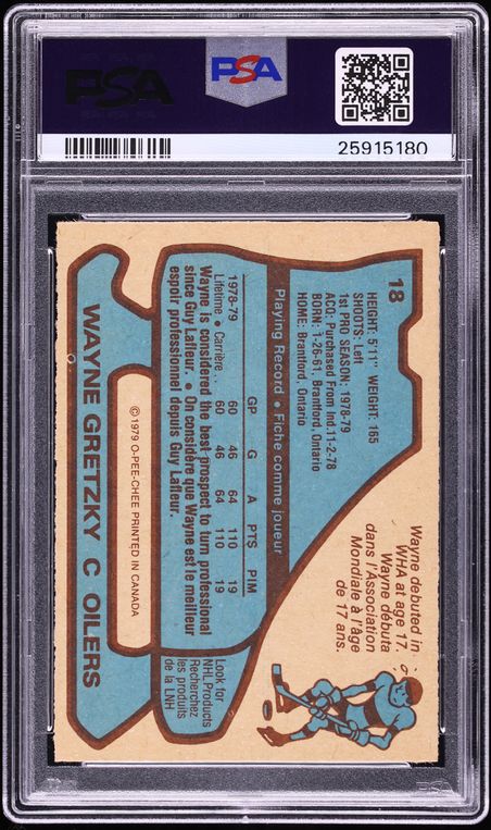 1979 O-Pee-Chee Hockey Wayne Gretzky ROOKIE #18 PSA 9 MINT