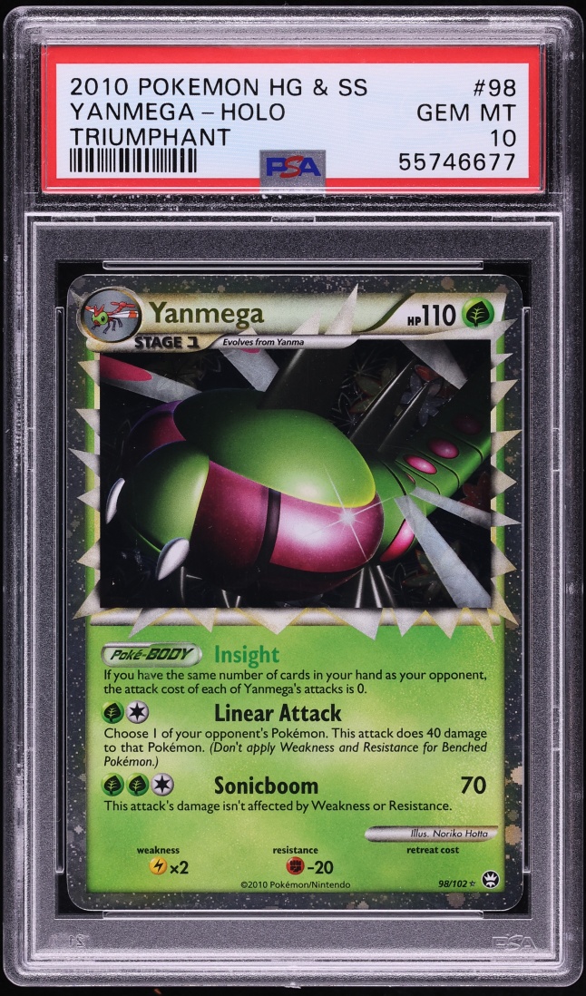 2010 Pokemon HeartGold & SoulSilver Triumphant Holo Yanmega #98 PSA 10 GEM MINT