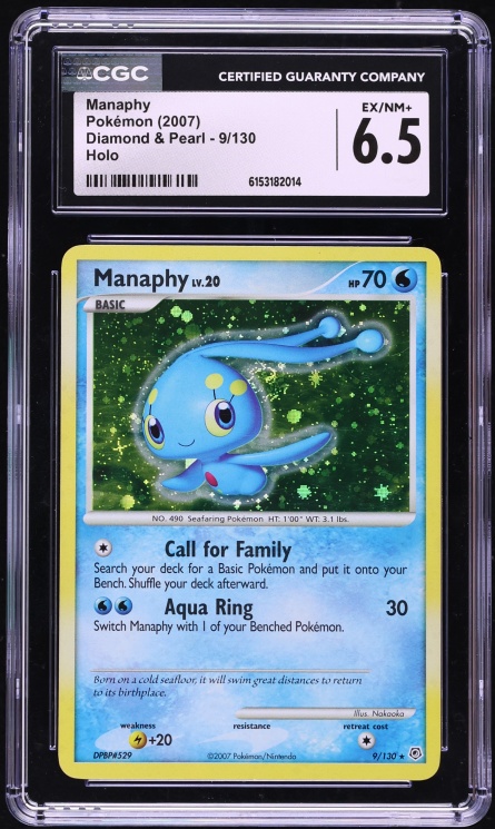 2007 Pokemon Diamond & Pearl Holo Manaphy #9 CGC 6.5 EXMT+