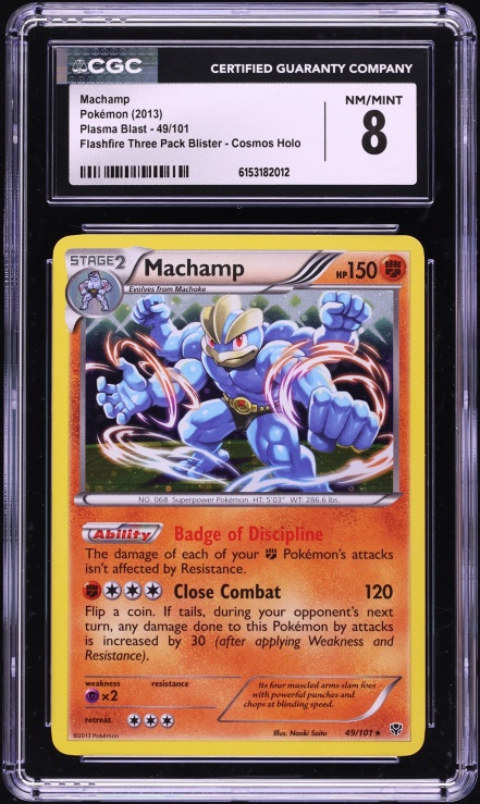 2013 Pokemon Black & White Plasma Blast Flashfire Blister Holo Machamp #49 CGC 8 NM-MT