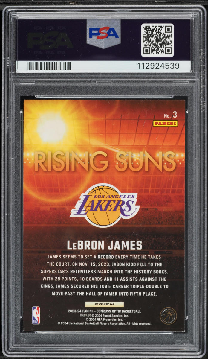 2023 Donruss Optic Rising Suns Holo LeBron James #3 PSA 9 MINT
