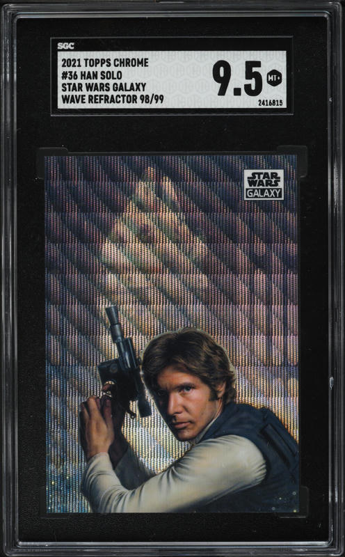 2021 Topps Chrome Star Wars Galaxy Wave Refractor Han Solo /99 #36