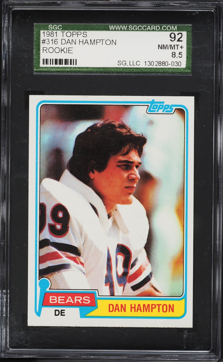 1981 Topps Football Dan Hampton ROOKIE #316 SGC 8.5 NM-MT+